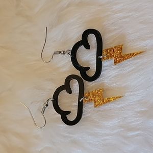 Cloud and bolt acrylic earrings
